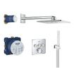 GROHE Grohterm SmartControl Ensemble de douche pluie encastré - boîtes d'encastrement - boutons blanc - douche de tête carrée - douchette barre - chromé SW108048