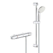 GROHE Grohtherm-1000 New Set de confort avec robinet de douche thermostatique entraxe=12cm et barre de douche New Tempesta 60cm chrome/blanc SW108043