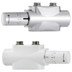 IMI Heimeier Multilux Eclipse 2 tuyaux kit de raccord avec Halo réglage de débit droit et angle droit R1/2 - G3/4 HOH 50mm design blanc SW209103