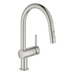 GROHE Minta Robinet de cuisine - haut - bec pivotant/extensible - 2 types de jets - supersteel brossé SW225338