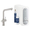 GROHE Blue Home Keukenkraan - L-Uitloop - 1-gats - filterfunctie - plat licht en bruisend water - supersteel SW228366