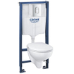 GROHE Solido Bau ensemble WC - sans rebord de rinçage - abattant softclose/quickrelease - plaque de commande chromée - Blanc brillant SW228060