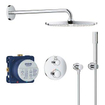 GROHE Grohtherm Perfect Ensemble de douche de tête pluie douche de tête 31cm - 2 fonctions rond set de finition - douchette barre - chrome SW236922