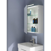 Laufen Base toiletkast 60x18.5x70cm met LED verlichting 2-zijdige spiegeldeur rechts 2 glazen legplanken en stopcontact hout/glas wit glanzend SW157434