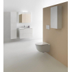 Laufen Base meuble WC 80x18.5x70cm avec éclairage à LED 2x porte miroir 2 voies à gauche 2 étagères en verre et prise en bois/ verre blanc brillant SW157436