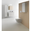 Laufen Base meuble WC 80x18.5x70cm avec éclairage à LED 2x porte miroir 2 voies à gauche 2 étagères en verre et prise en bois/ verre blanc brillant SW157436
