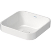 Duravit HappyD 2 Plus vasque carrée sans trou de robinetterie sans trop-plein 40x40cm avec cache-bonde en céramique blanc SW297013
