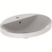 Geberit VariForm lavabo à poser ovale avec plage de robinetterie avec trop-plein 60x48x17.8cm blanc 500724012 SW417295
