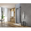 Porte pivotante Royal Plaza Guard avec 1 partie fixe 90x200cm gauche/droite noir mat-transparent SW370069