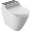 Geberit AquaClean Tuma Comfort WC-douche au sol - sans bride de rinçage - plaque de recouvrement en verre noir - blanc brillant SW418548
