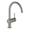 GROHE Minta Mitigeur de cuisine - haut - bec rond orientable - hard graphite brossé SW354778