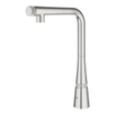 GROHE Zedra Mitigeur de cuisine - haut - bec en L extensible - supersteel brossé SW392215