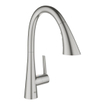 GROHE Zedra Mitigeur de cuisine - bec en C extensible - supersteel brossé SW479451
