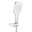 GROHE Rainshower SmartActive 130 Cube Ensemble de douchette à main - 3 types de jets - carré - avec support - réglable - flexible lisse - 150 cm - chrome/blanc lunaire SW472268
