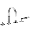 Dornbracht Mem Mitigeur de bord de baignoire 4 trous avec rosaces saillie 22cm avec bec fixe avec douchette à main bâton et flexible de douche chrome 0474860
