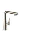 Hansgrohe Metris Select Robinet de cuisine 260 avec portée de rotation réglable bec 110°.150° ou 360° avec bouton Select pour fonction pause aspect inox SW95055
