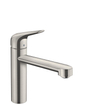 Hansgrohe M42 M421-H120 Mitigeur de cuisine 1 trou avec bec pivotant à 360° en acier inoxydable SW241702