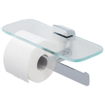 Geesa Shift Porte-papier toilette double Chrome et tablette en verre transparent SW642473