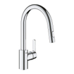 Grohe Robinet de cuisine 1 trou avec bec pivotant haut et surplomb de douchette 22,3 cm chrome SW280652