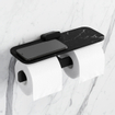 Geesa Shift Porte-papier toilette double noir et tablette marbré noir mat SW641465