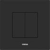 Wisa XS Plaque de commande - carrée - 16x16x1 - double chasse - plastique - noir mat SW727152