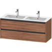 Duravit Ketho 2 meuble sous-lavabo avec 2 tiroirs pour double lavabo 128x48x55cm avec poignées noyer anthracite mat SW773100