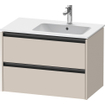 Duravit Ketho 2 meuble sous-lavabo avec 2 tiroirs pour vasque à droite 81x48x54.9cm avec poignées anthracite taupe mat SW771776
