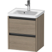 Duravit Ketho 2 meuble sous-lavabo avec 2 tiroirs 48,4x37,5x54,9cm avec poignées chêne anthracite terra mat SW772066