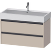 Duravit ketho meuble à 2 vasques avec 2 tiroirs 98.4x46x54.9cm avec poignées anthracite taupe super mat SW772521