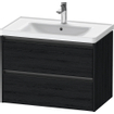 Duravit Ketho 2 meuble sous-lavabo avec 2 tiroirs 78.4x45.5x54.9cm avec poignées chêne anthracite noir mat SW772881