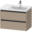 Duravit Ketho 2 meuble sous-lavabo avec 2 tiroirs pour vasque à droite 78.4x45.5x54.9cm avec poignées anthracite Linnen mat SW773073