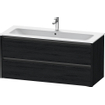 Duravit Ketho 2 meuble sous-lavabo avec 2 tiroirs pour lavabo simple 121x48x55cm avec poignées chêne anthracite noir mat SW772868