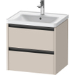 Duravit Ketho 2 Meuble sous-lavabo - 2 tiroirs - 58.4x45.5x54.9cm - poignées anthracite - taupe mat SW772840