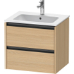 Duravit Ketho 2 meuble sous-lavabo avec 2 tiroirs 61x48x55cm avec poignées chêne naturel anthracite mat SW772006