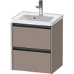 Duravit Ketho 2 meuble sous-lavabo avec 2 tiroirs 48,4x37,5x54,9cm avec poignées basalte anthracite mat SW771825