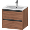 Duravit Ketho 2 meuble bas pour lavabo avec 2 tiroirs 61x48x55cm avec poignées noyer anthracite mat SW773101