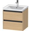 Duravit Ketho 2 Meuble sous-lavabo - 2 tiroirs - 58.4x45.5x54.9cm - poignées anthracite - chêne naturel mat SW772814