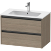 Duravit Ketho 2 meuble de salle de bains sous lavabo avec 2 tiroirs 81x48x55cm avec poignées chêne anthracite terra mat SW773027