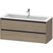 Duravit Ketho 2 meuble sous-lavabo avec 2 tiroirs pour lavabo simple 121x48x55cm avec poignées chêne anthracite terra mat SW773151