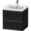 Duravit Ketho 2 Meuble sous-lavabo - 2 tiroirs - 58.4x45.5x54.9cm - poignées anthracite - chêne noir mat SW772870