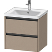 Duravit Ketho 2 Meuble sous-lavabo - 2 tiroirs - 58.4x45.5x54.9cm - poignées anthracite - lin mat SW772483