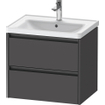 Duravit ketho 2 meuble sous lavabo avec 2 tiroirs 63.4x45.5x54.9cm avec poignées anthracite graphite mat SW771913