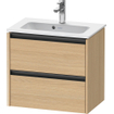 Duravit Ketho 2 meuble sous-lavabo avec 2 tiroirs 61x39x54,9cm avec poignées chêne naturel mat anthracite SW772795