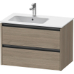 Duravit Ketho 2 meuble sous-lavabo avec 2 tiroirs pour vasque à gauche 81x48x54.9cm avec poignées chêne anthracite terra mat SW773030