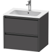 Duravit Ketho 2 meuble sous-lavabo avec 2 tiroirs 61x48x55cm avec poignées anthracite graphite mat SW771916