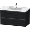 Duravit Ketho 2 meuble bas pour lavabo avec 2 tiroirs 98.4x45.5x54.9cm avec poignées chêne anthracite noir mat SW772335