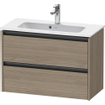 Duravit Ketho 2 meuble sous-lavabo avec 2 tiroirs 81x39x54.9cm avec poignées chêne anthracite terra mat SW772042