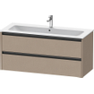 Duravit Ketho 2 meuble sous-lavabo avec 2 tiroirs pour lavabo simple 121x48x55cm avec poignées anthracite Linnen mat SW772399
