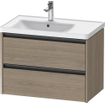 Duravit Ketho 2 meuble sous-lavabo avec 2 tiroirs pour vasque à gauche 78.4x45.5x54.9cm avec poignées chêne anthracite terra mat SW773046