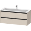Duravit Ketho 2 meuble bas sous lavabo avec 2 tiroirs pour lavabo simple 121x48x55cm avec poignées anthracite taupe super mat SW773127